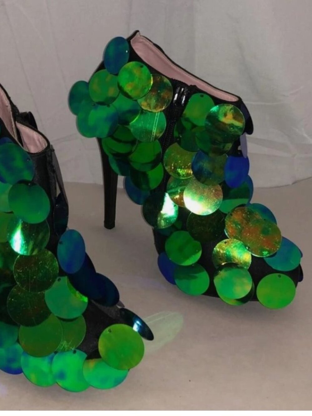 38/US 7.5 PATRICIA ROSALES ITALY Multicolor SEQUIN High Heels Ankle Boots Bootie